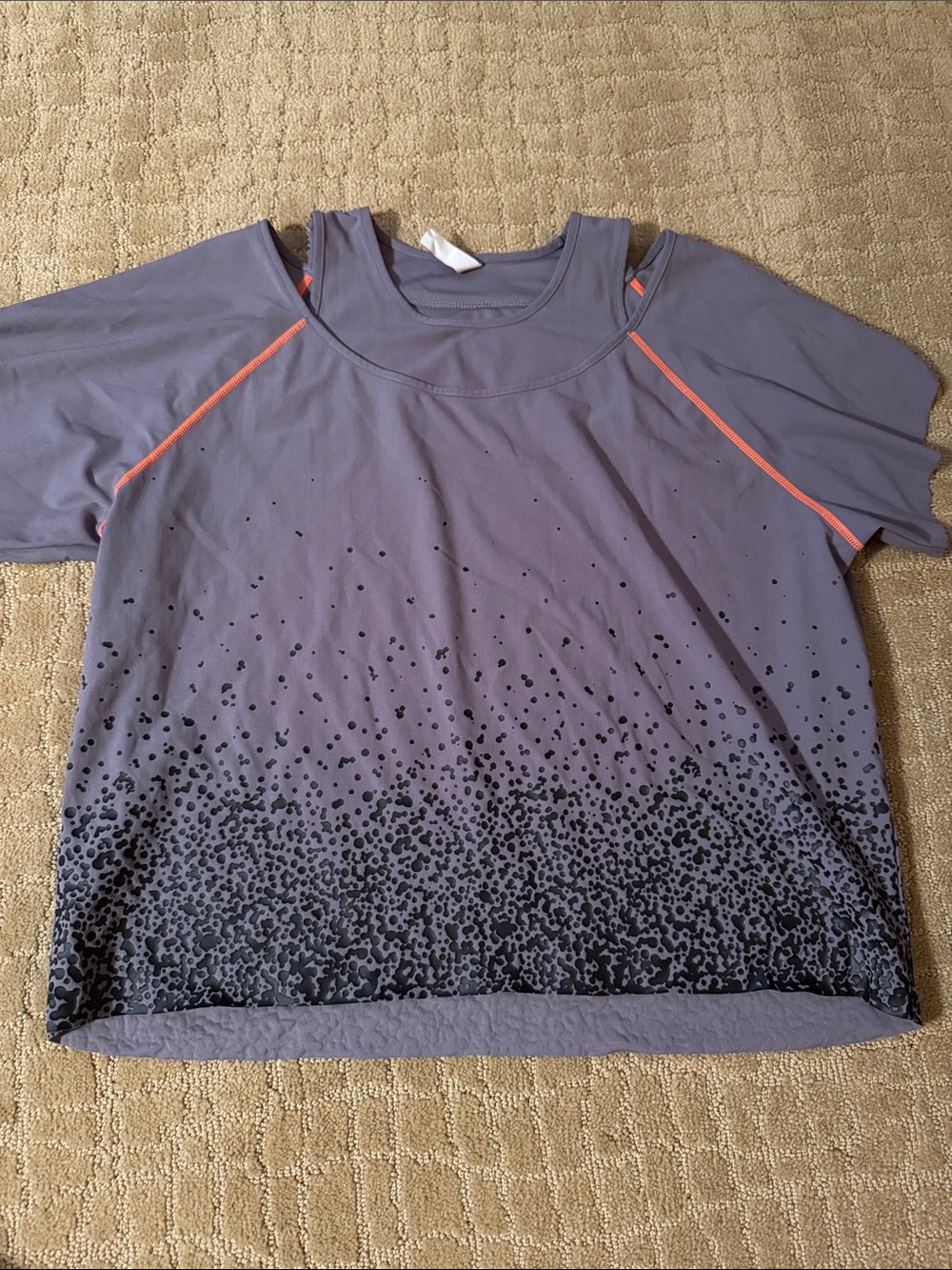 Under Armour Purple Crop Top with Black Speckle and Coral Accents